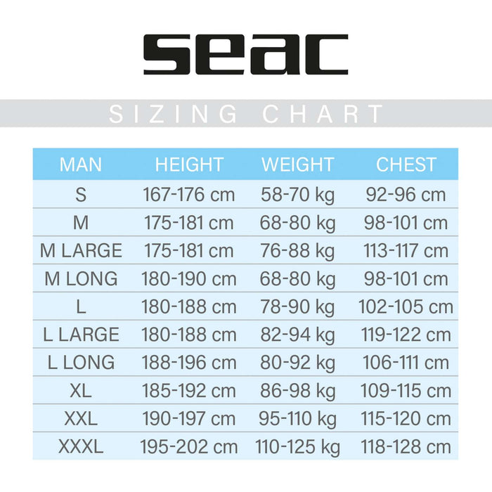 Combinaison de plongée Space Man 7mm Longue L Seac 1-114-L LONG