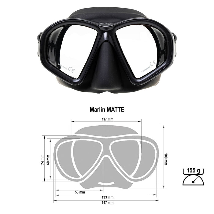 Masque de plongée noir mat Marlin 10300