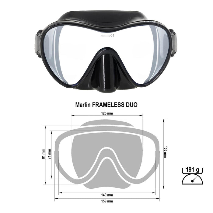 Masque de plongée Frameless Duo Noir Marlin 10305