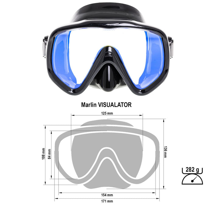 Masque de plongée Visualator noir avec verres jaunes miroités Marlin 11423