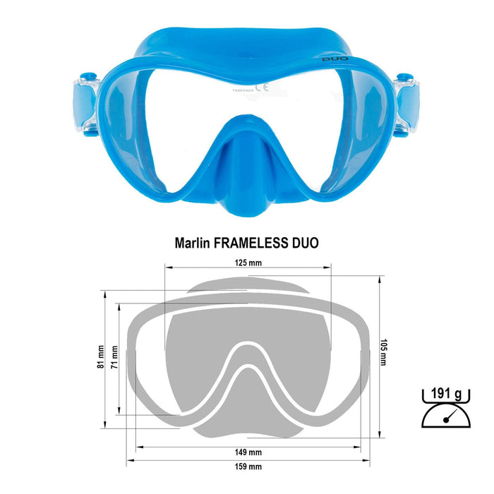 Masque de plongée sans cadre Duo Blue Marlin 11535