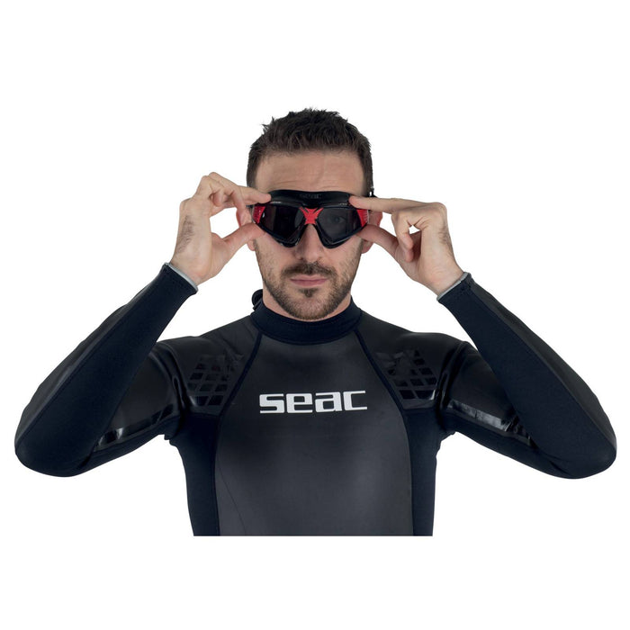 Masque de natation Sonic Noir-Rouge Lentilles Fumées Seac 152-30NR-SBL