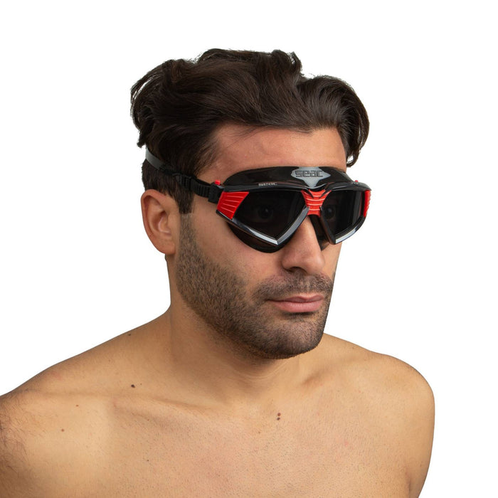 Masque de natation Sonic Noir-Rouge Lentilles Fumées Seac 152-30NR-SBL