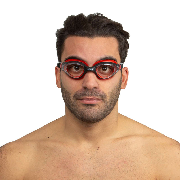 Lunettes de natation Ritmo Noir-Rouge Lentilles Claires Seac 152-37NR