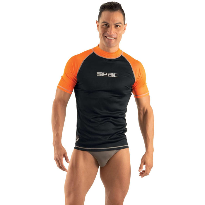 T-shirt Rash Guard T-Sun Court Homme Noir-Orange M Seac 155-18-M