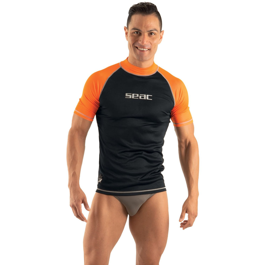 T-shirt Rash Guard T-Sun Court Homme Noir-Orange S Seac 155-18-S
