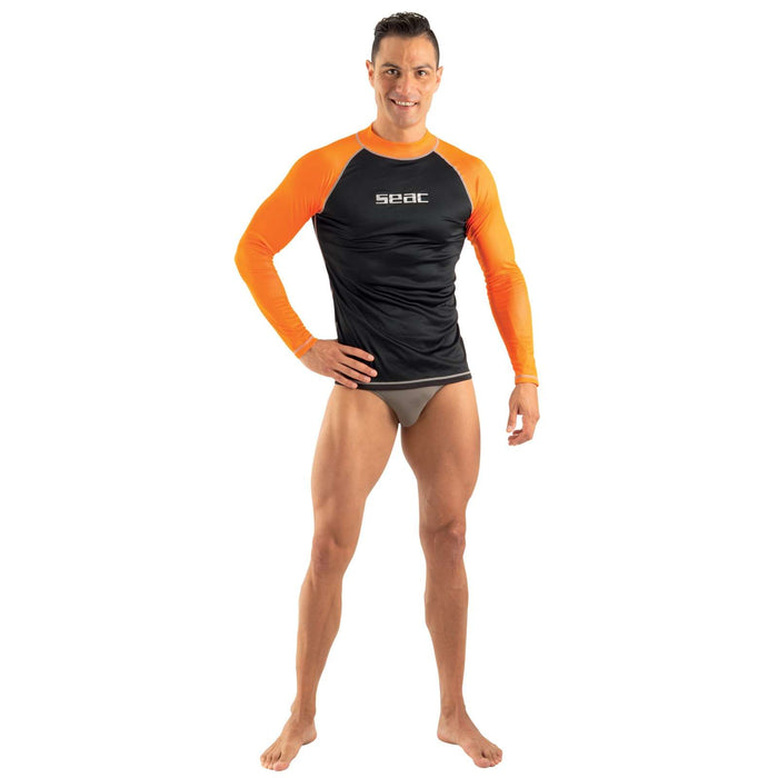 Rash Guard T-Sun Long Homme Noir-Orange XXXL Seac 155-24-XXXL