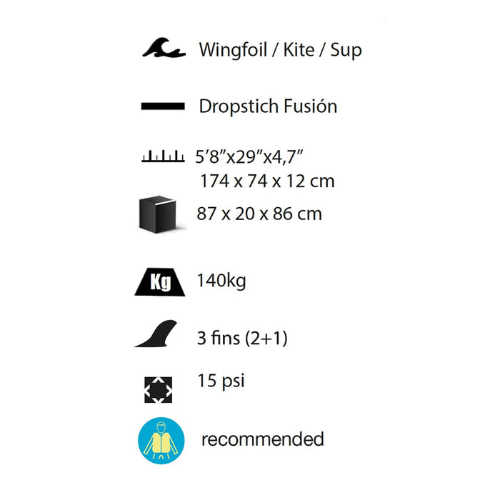 Planche Hydrofoil Blaster 5'8" 140kg Kohala 1652