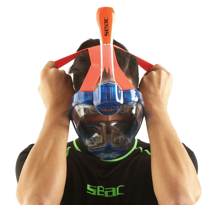Masque de plongée intégral Magica Gris-Bleu-Orange S-M Seac 170-10BO-SLT