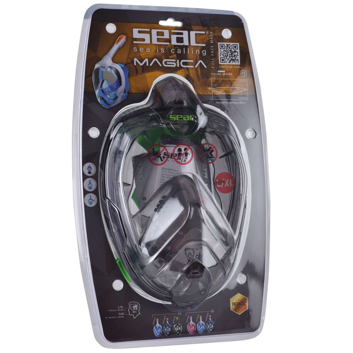 Masque de plongée intégral Magica Gris-Transparent-Lime L-XL Seac 170-9FL-SLT