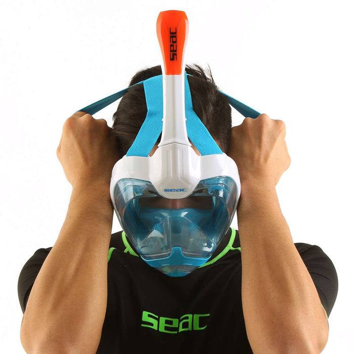 Masque de plongée intégral Magica Blanc-Bleu-Orange L-XL Seac 170-9WO-SLT