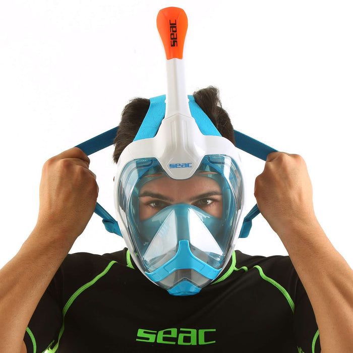 Masque de plongée intégral Magica Blanc-Bleu-Orange L-XL Seac 170-9WO-SLT