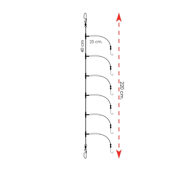 Armadura de Bolentino profundo Carrete EVA 0,60-0,35 Anzuelo 4 Expert Predator 19410