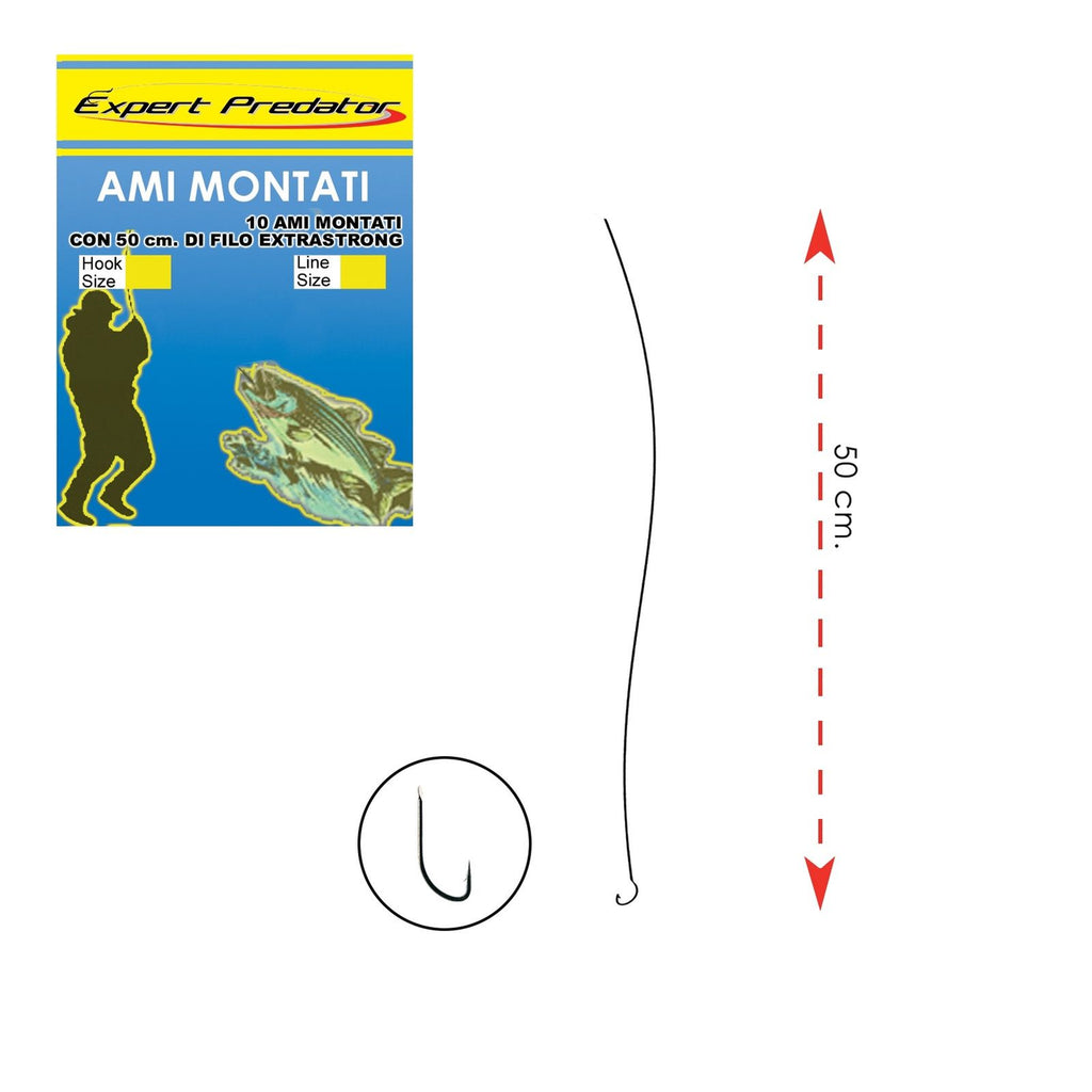 Hameçons montés pré-attachés ligne extra forte 0,18mm taille 12 Expert Predator 1946012