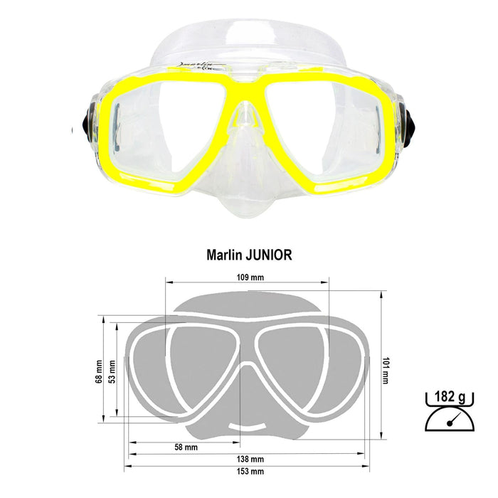 Masque de snorkeling Junior Enfants Jaune-Transparent Marlin 213133