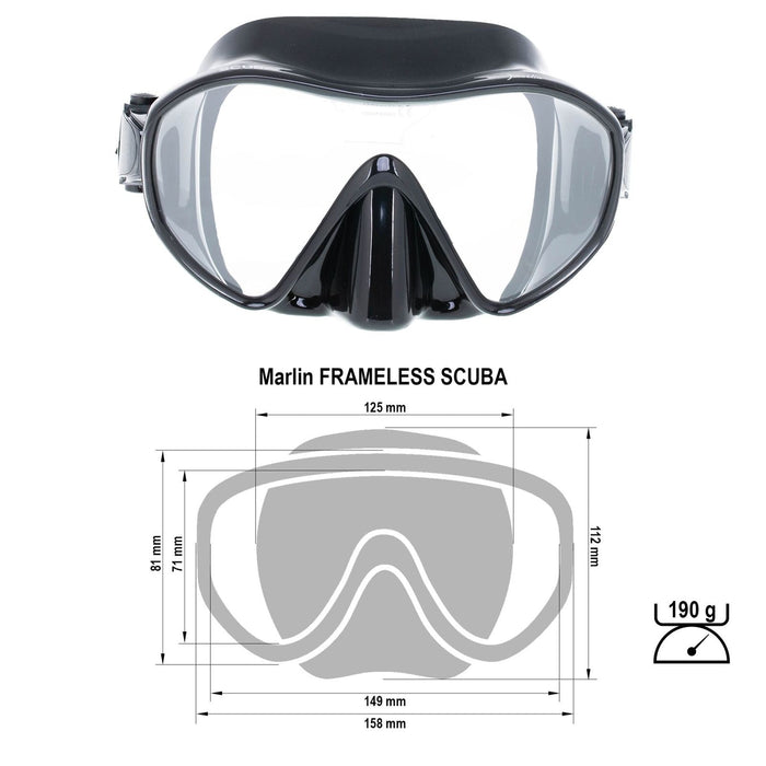 Masque de chasse sous-marine sans cadre Scuba noir Marlin 213360