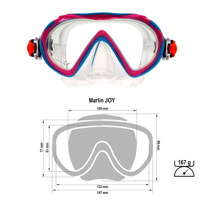 Masque de snorkeling Joy Enfants Rose-Aqua-Transparent Marlin 214175