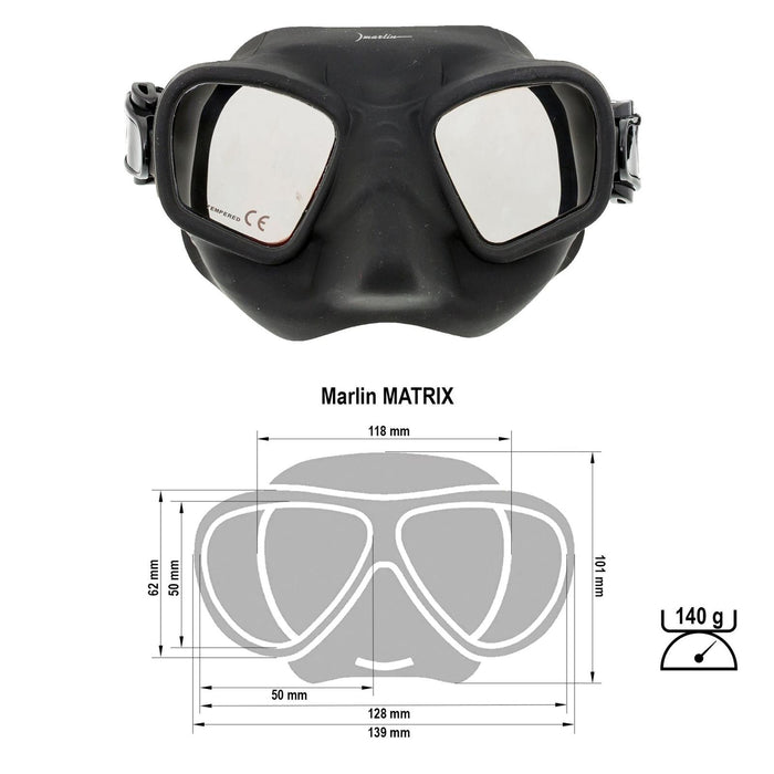 Masque de chasse sous-marine Matrix Noir Verres Chromés Fumés Marlin 214177