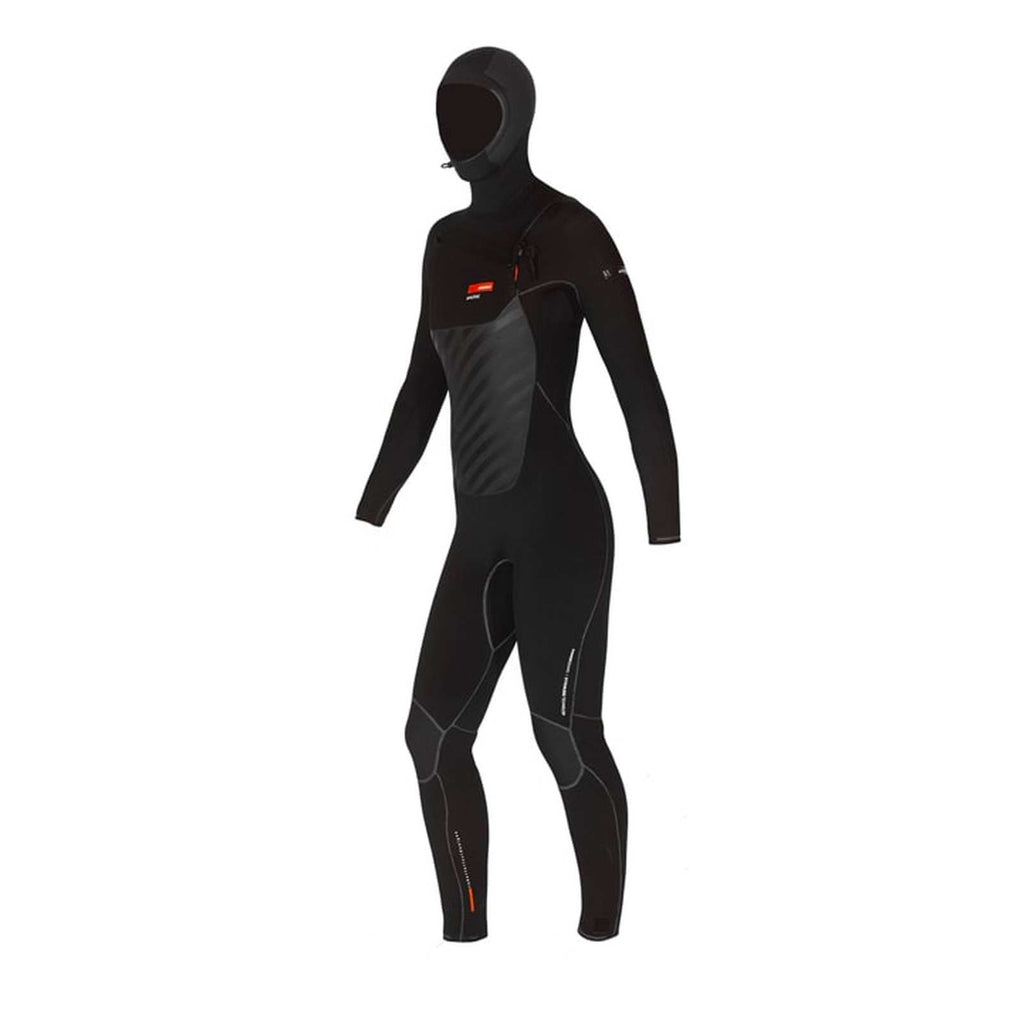Combinaison intégrale Amazone à capuche pour femmes fermeture à glissière poitrine 6-4 Noir-Orange Taille 10-L RRD 25AMCZ64H10