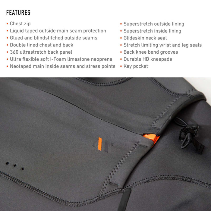Combinaison shorty Celsius Au-dessus du genou Homme Zip poitrine 4-3-2 Gris Taille XXL RRD 27CSCZ4320_XXL