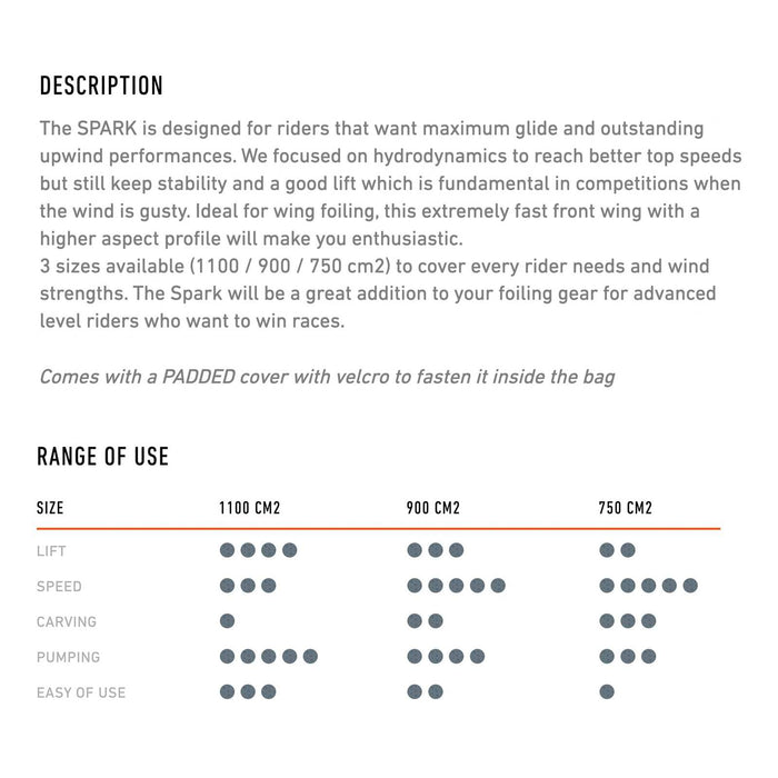 Aile avant de hydrofoil Spark Full Carbon 900 90cm RRD 27FCSFW900