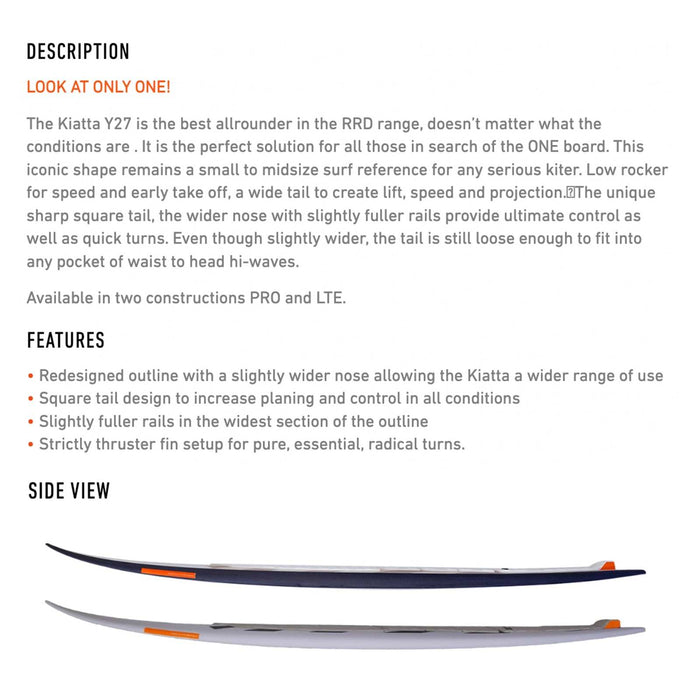 Planche de Kite Kiatta Lte Y27 5’8''x19 3-4''x2 3-8'' 28l RRD 27KIA58LTE