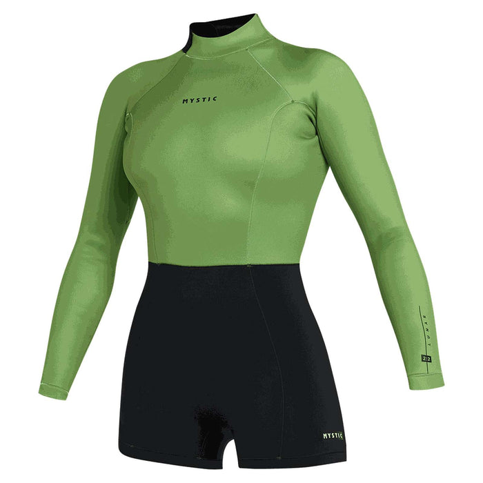 Shorty Wetsuit Lunar Femme Manches Longues 2-2mm Fermeture Arrière Vert-Doux L Mystic 35000_240111_618_L