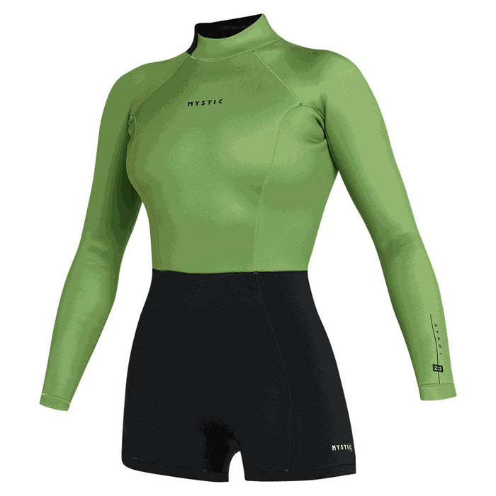 Shorty Wetsuit Lunar Femme Manches Longues 2-2mm Fermeture Arrière Vert-Doux XL Mystic 35000_240111_618_XL