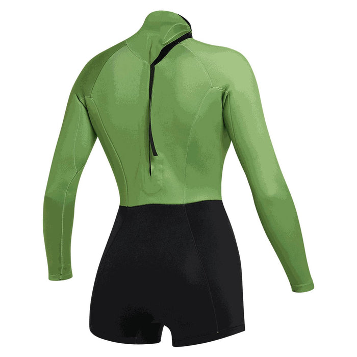 Shorty Wetsuit Lunar Femme Manches Longues 2-2mm Fermeture Arrière Vert-Doux XL Mystic 35000_240111_618_XL
