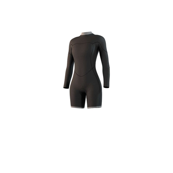 Combinaison courte Femme Manches longues 3-2mm Zip central Flatlock Violet foncé L Mystic 35000_250063_900_L