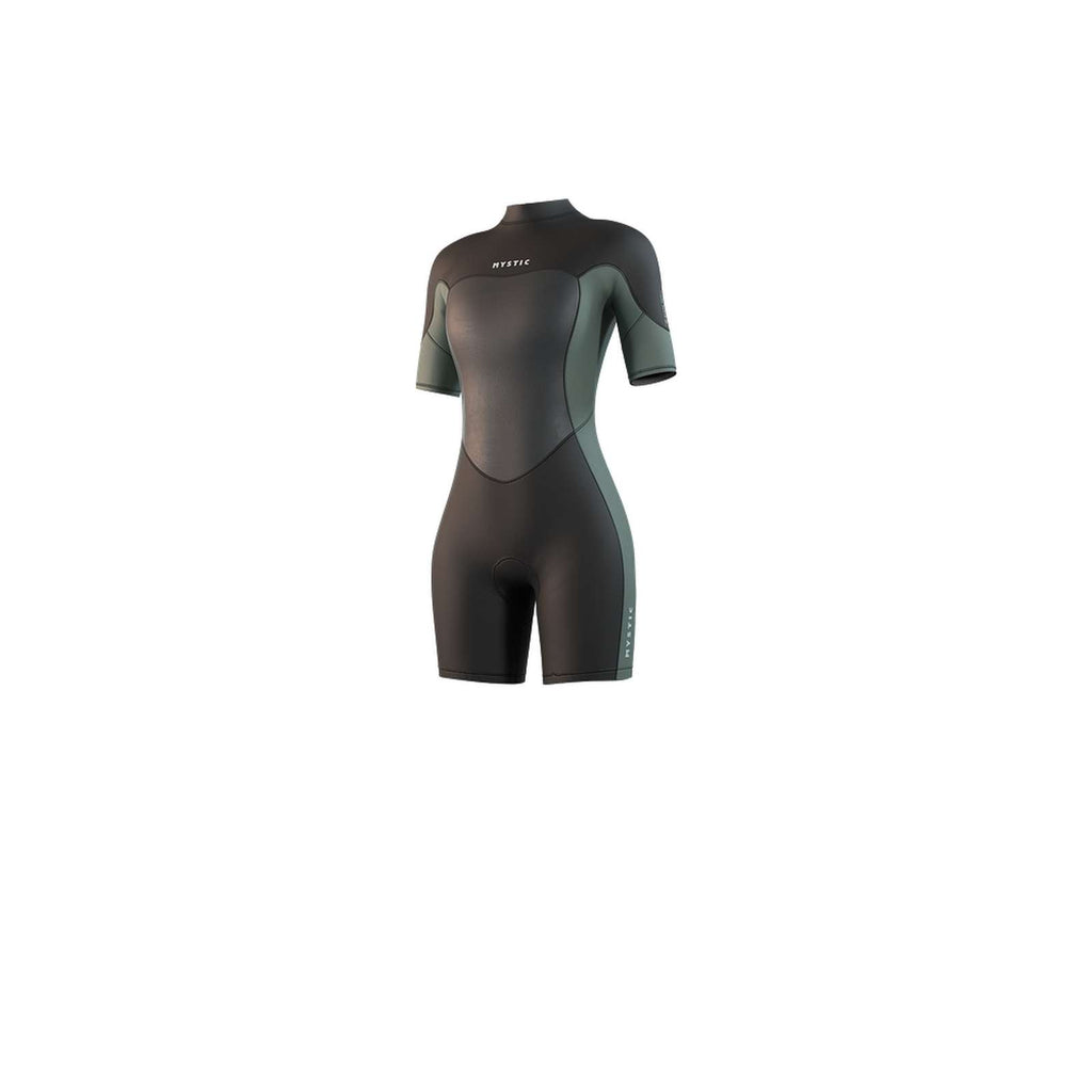 Combinaison courte Femme 3-2mm Zip central Flatlock Olive foncé L Mystic 35000_250064_643_L