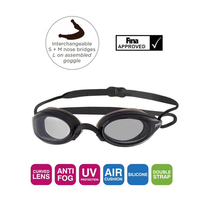 Lunettes de natation Fusion Air Noir Teinté-Fumée Lenses Zoggs 461012BKBKTSM