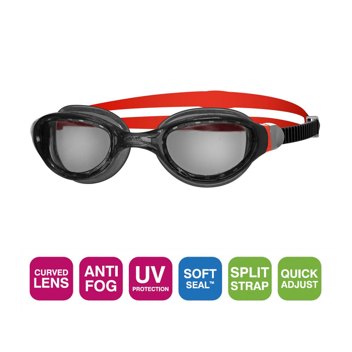 Lunettes de natation Phantom 2.0 Noir-Rouge Teinté-Fumée Lenses Zoggs 461031BKRDTSM