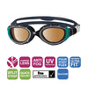 Lunettes de natation Predator Flex Polaroid Ultra Noir-Vert Standard Zoggs 461046BKGNPCPR