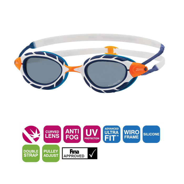 Lunettes de natation Predator Polaroïdes Bleu-Blanc-Fumé Petit Zoggs 461060BLWHPSMS