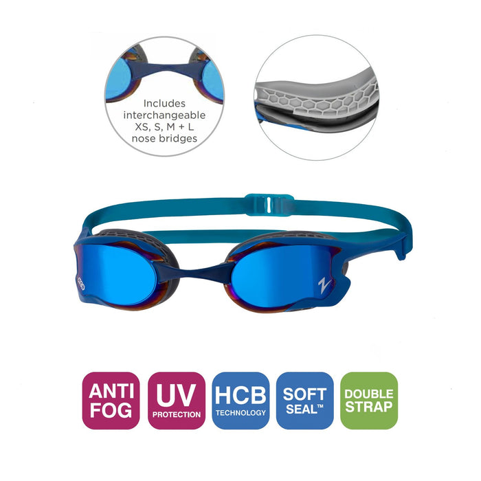 Lunettes de natation Raptor Hcb Titanium Bleu-Gris Miroité-Verres Bleu-Foncé Zoggs 461085BLGYMDB