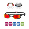 Lunettes de natation Raptor Hcb Titanium Gris-Noir Miroité-Verres Rouges Zoggs 461085GYBKMRD
