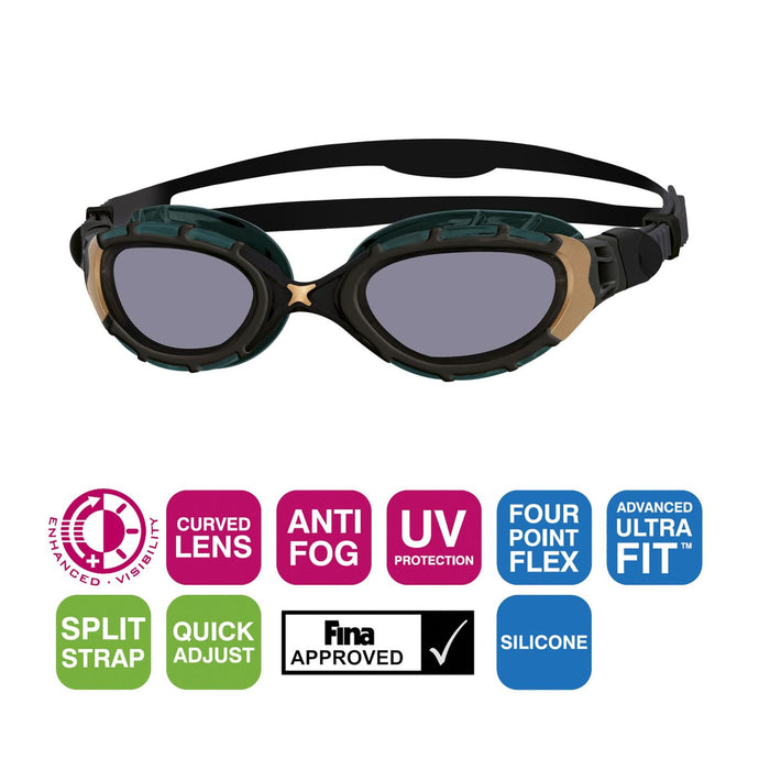 Lunettes de natation Predator Flex Titanium Reactor Noir-Or Petit Zoggs 461089BKGORTIS