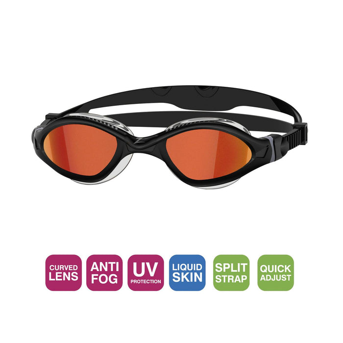 Lunettes de natation Tiger Lsr+ Titane Noir-Gris Miroité-Rouge Lenses Regular Zoggs 461092BKGYMRDR