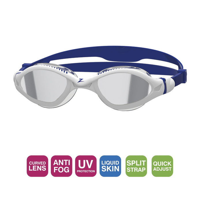 Lunettes de natation Tiger Lsr+ Titane Blanc-Bleu Miroité-Fumée Lenses Small Zoggs 461092WHBLMSMS