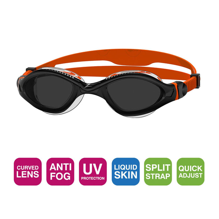 Lunettes de natation Tiger Lsr+ Noir-Orange Teinté-Fumée Lenses Small Zoggs 461093BKORTSMS