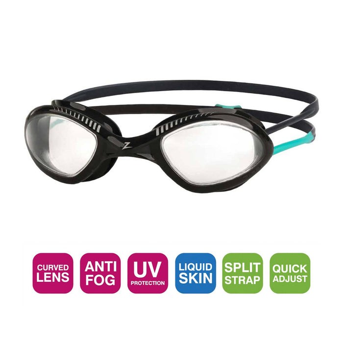 Lunettes de natation Tiger Lsr+ Noir-Turquoise-Clair Small Zoggs 461093BKTQCLRS
