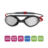 Lunettes de natation Tiger Titane Gris-Rouge Miroité-Fumée Lenses Regular Zoggs 461094GYRDMSMR