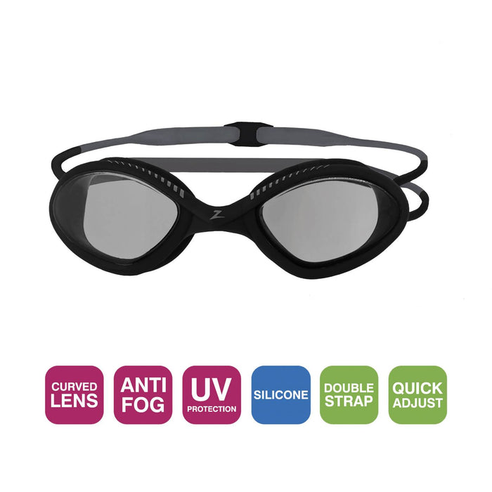 Lunettes de natation Tiger Noir-Gris Teinté-Fumée Lenses Small Zoggs 461095BKGYTSMS