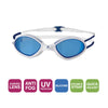 Lunettes de natation Tiger Blanc-Bleu Teinté-Bleu Lenses Regular Zoggs 461095WHBLTBLR