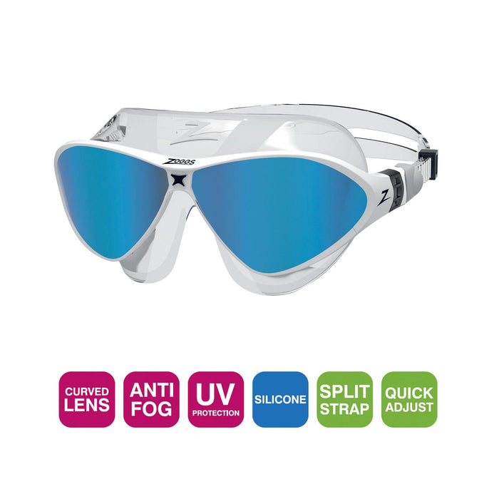 Masque de natation Horizon Flex Titane Clair-Blanc Miroité-Bleu Lenses Zoggs 461109CLWHMBL