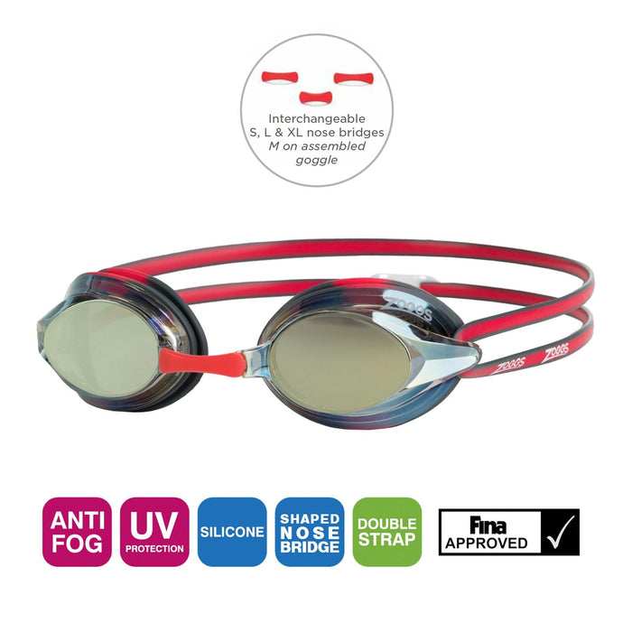 Lunettes de natation Racer Titane Gris-Rouge Miroité-Or Lenses Zoggs 461112GYRDMGD