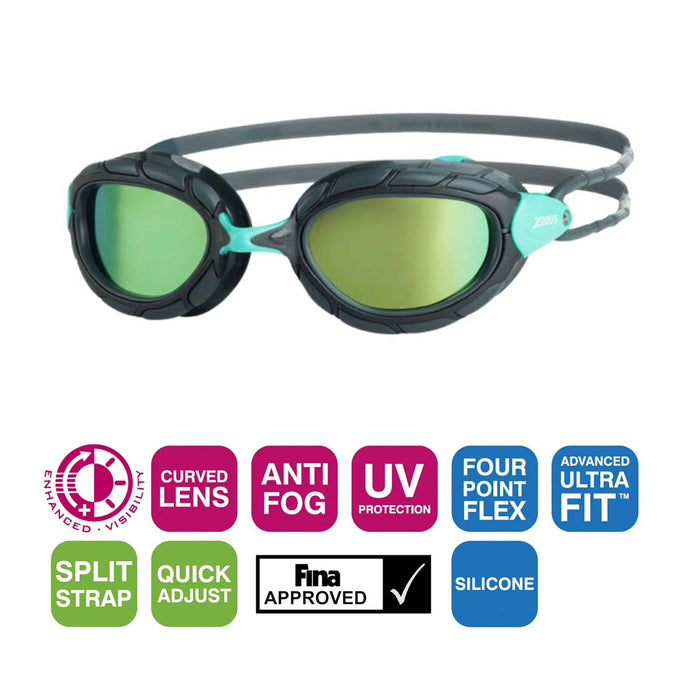 Lunettes de natation Predator Titane Reactor Gris-Turquoise Regular Zoggs 461113GYTQRTIR