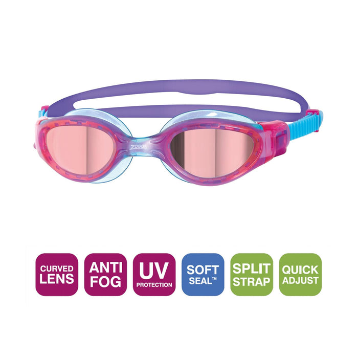 Lunettes de natation Phantom Elite Miroir Junior Rose-Bleu Verres miroités-Rouges Zoggs 461316PKBLMRD