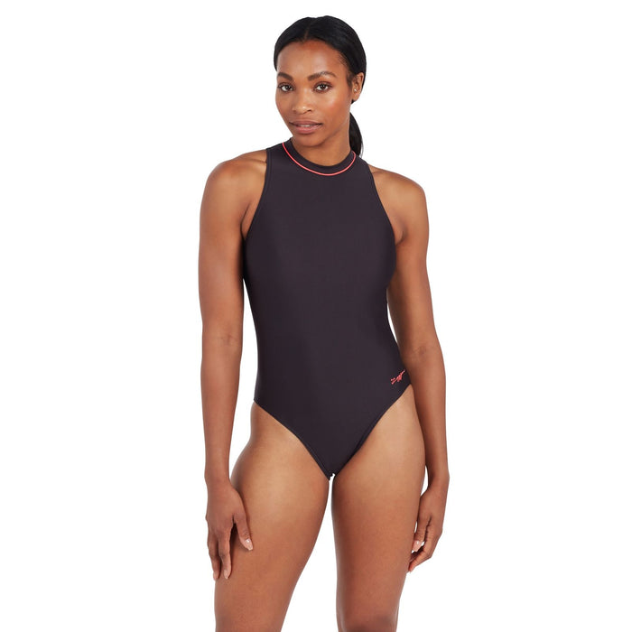 Maillot de bain une pièce Zippé Col Hauteur Femme Noir Taille 40-XL Zoggs 462554BK40
